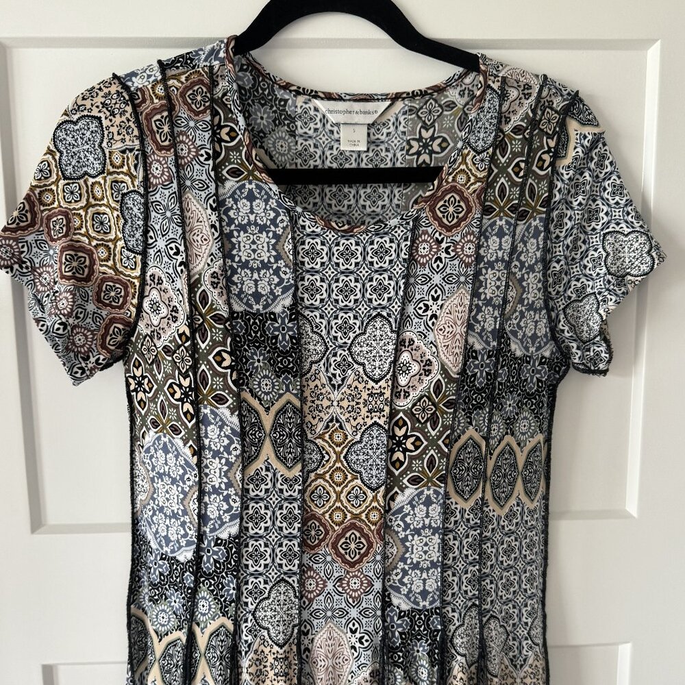 Christopher & Banks Moroccan Dress, size S, flared midi